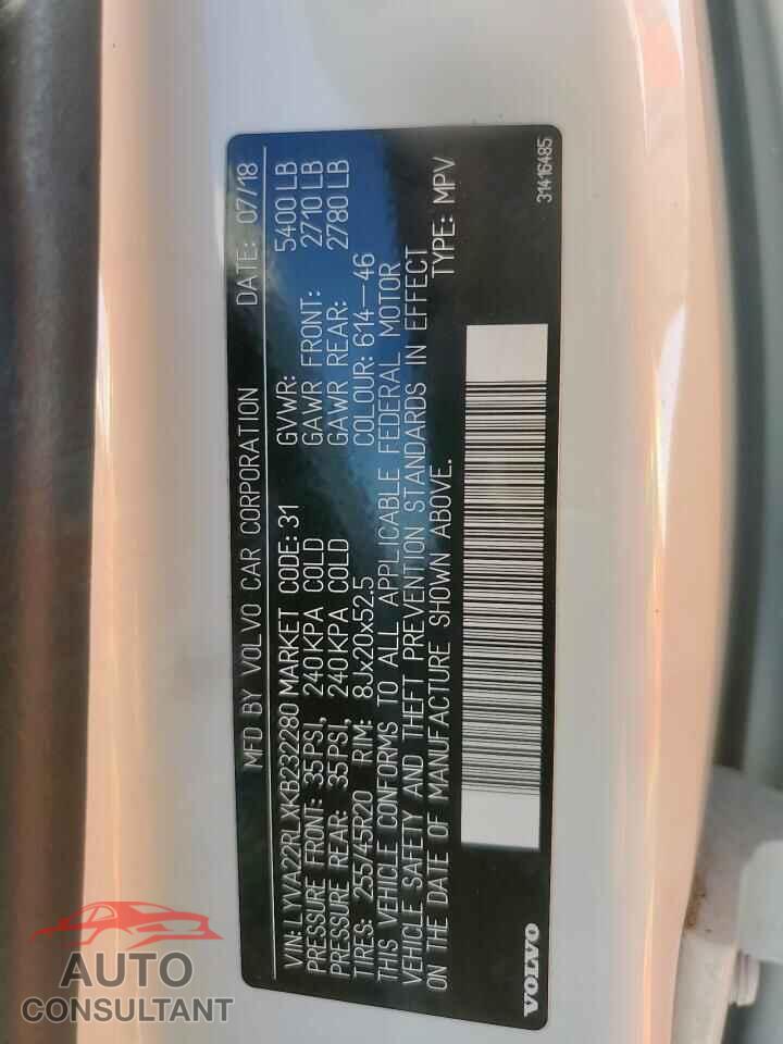VOLVO XC60 2019 - LYVA22RLXKB232280