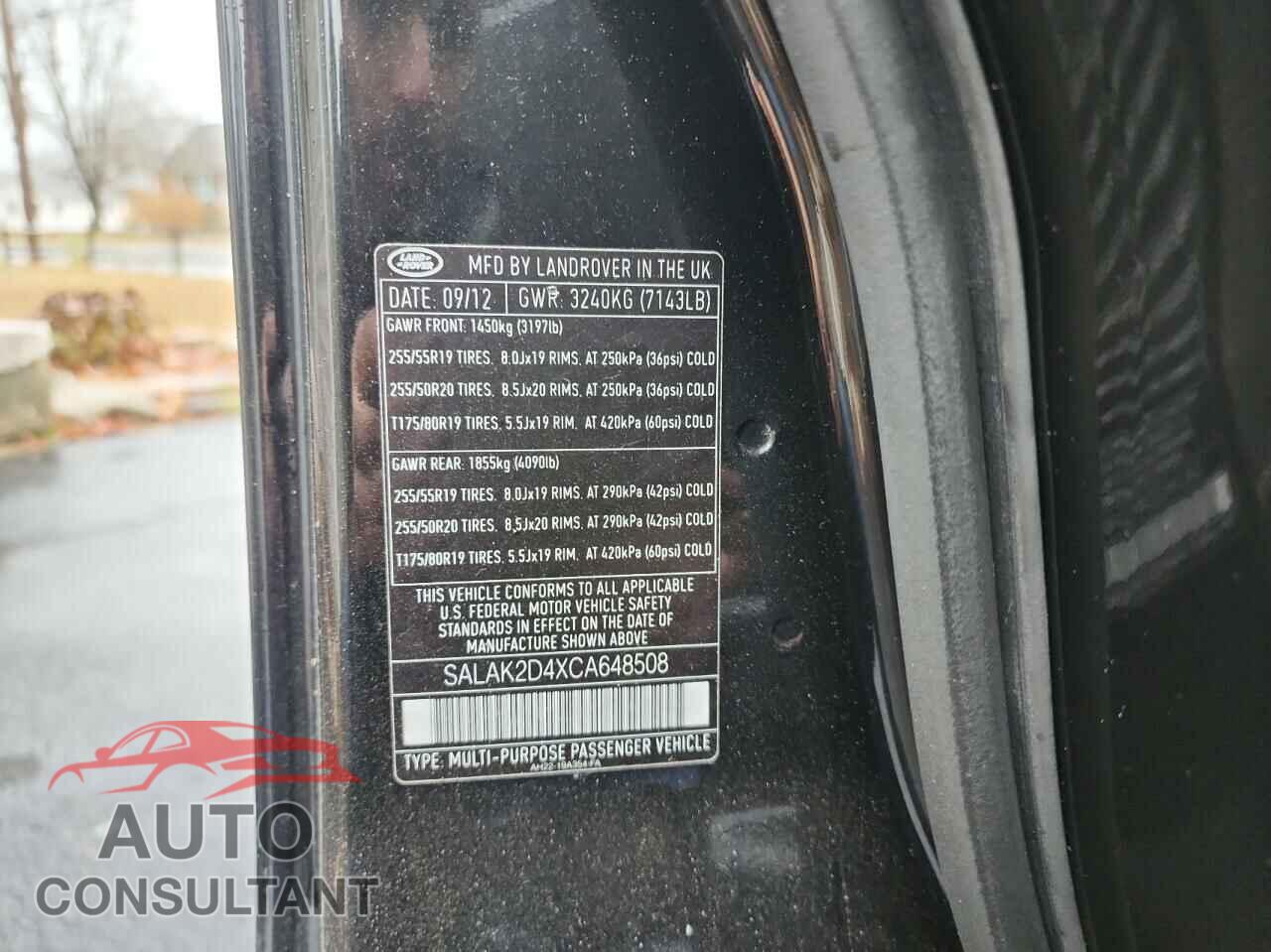 LAND ROVER LR4 2012 - SALAK2D4XCA648508