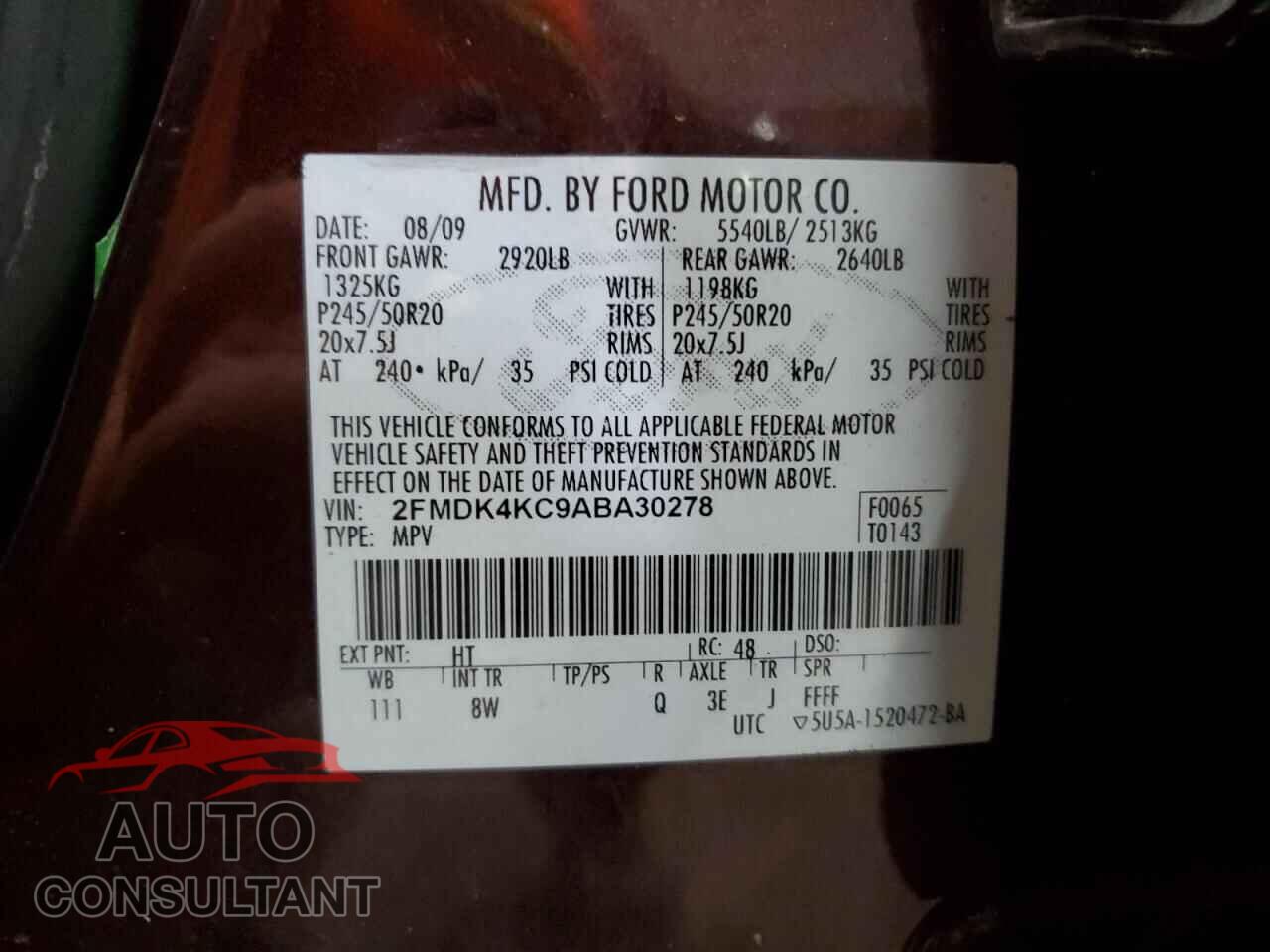 FORD EDGE 2010 - 2FMDK4KC9ABA30278
