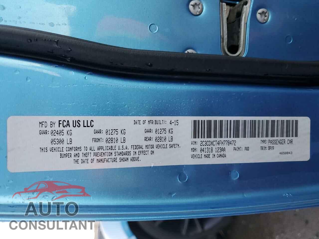 DODGE CHARGER 2015 - 2C3CDXCT4FH778472