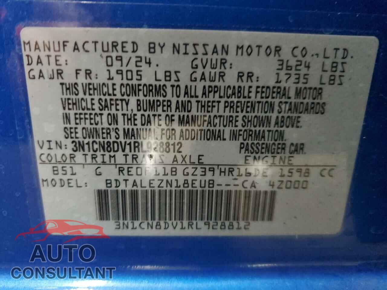 NISSAN VERSA 2024 - 3N1CN8DV1RL928812