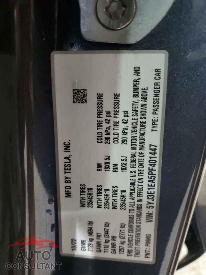 TESLA MODEL 3 2023 - 5YJ3E1EA5PF401447