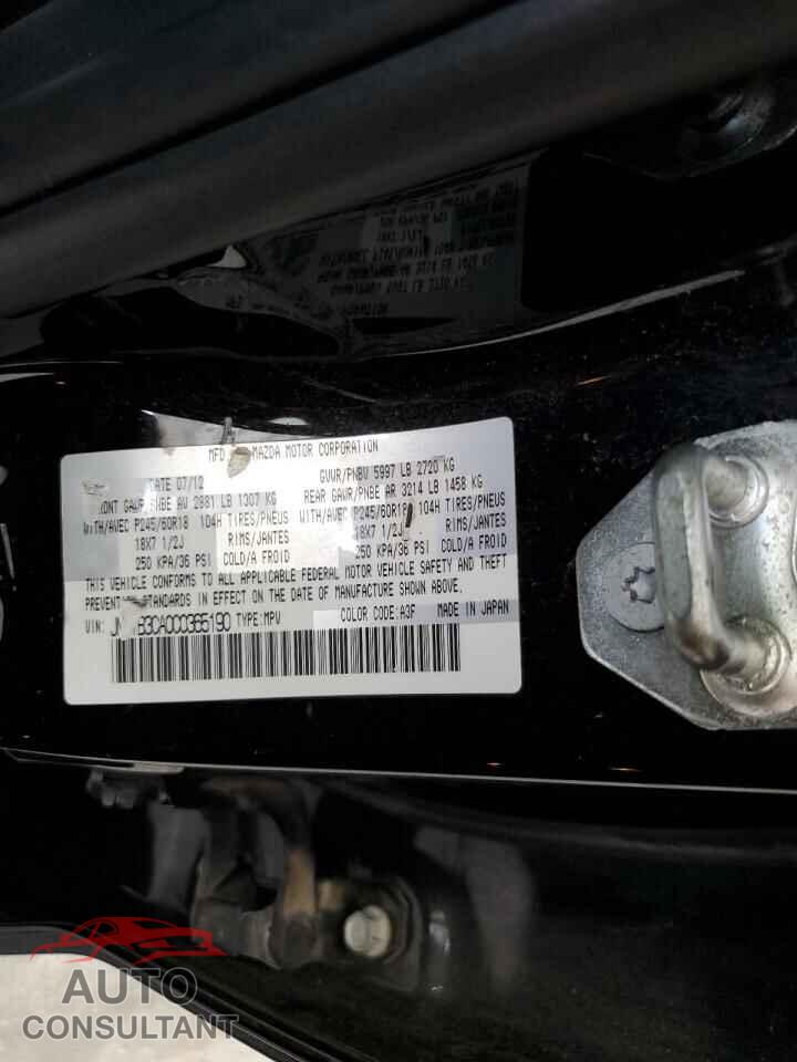 MAZDA CX-9 2012 - JM3TB3CA0C0365190