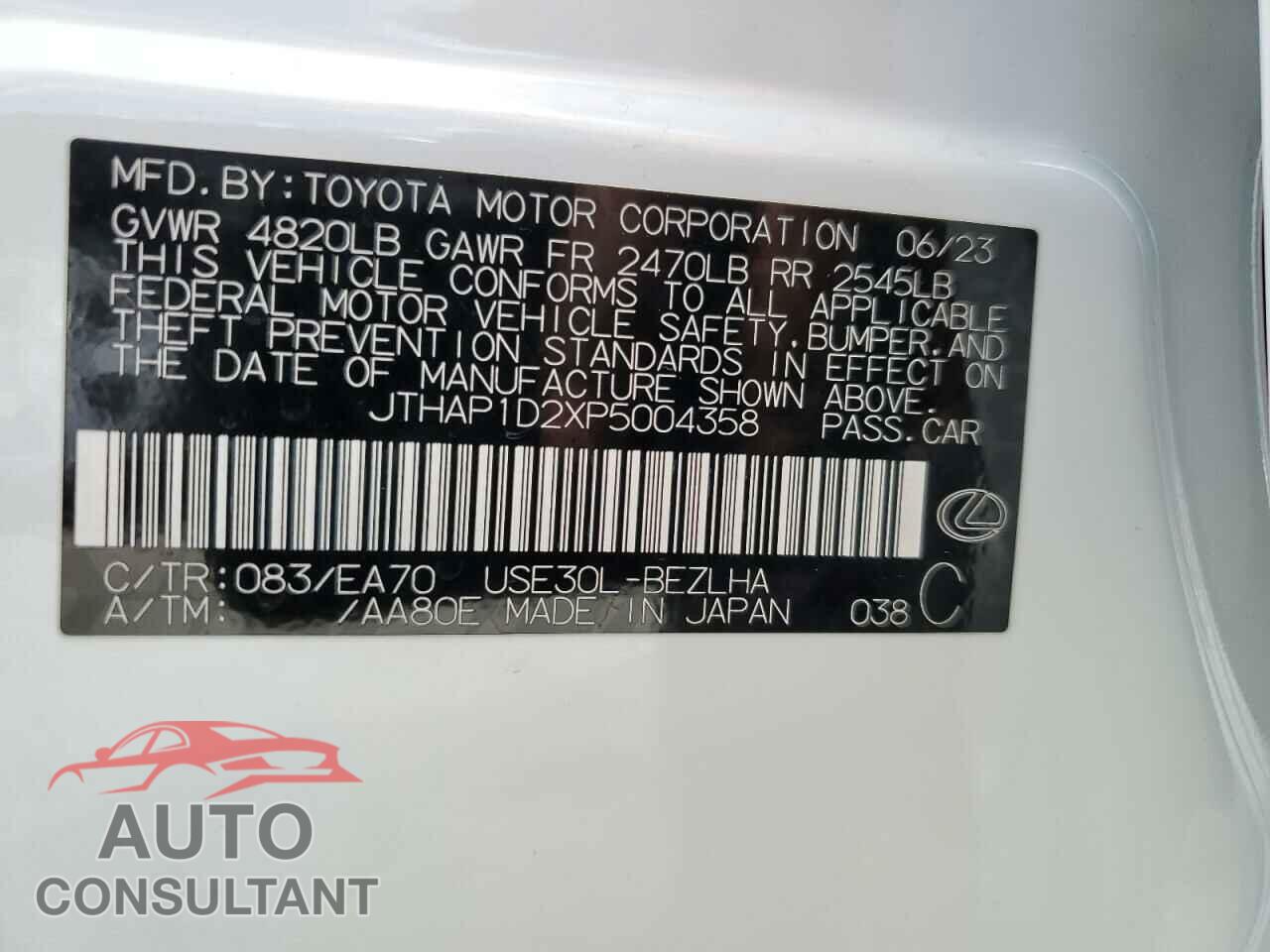 LEXUS IS 500 F S 2023 - JTHAP1D2XP5004358