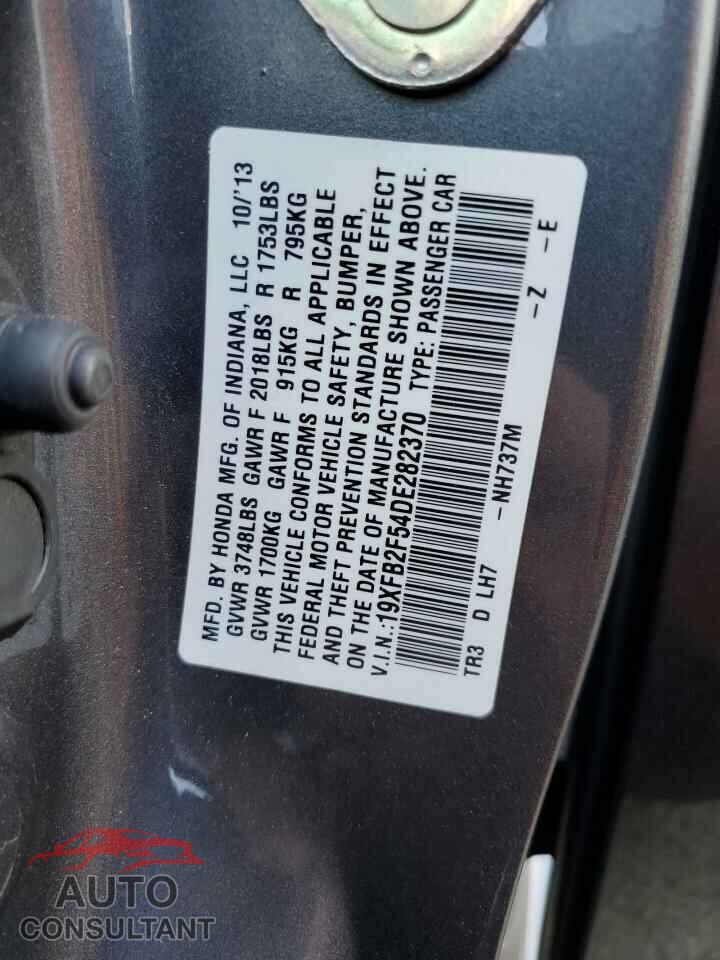 HONDA CIVIC 2013 - 19XFB2F54DE282370