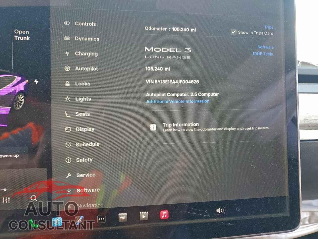 TESLA MODEL 3 2018 - 5YJ3E1EA4JF004626