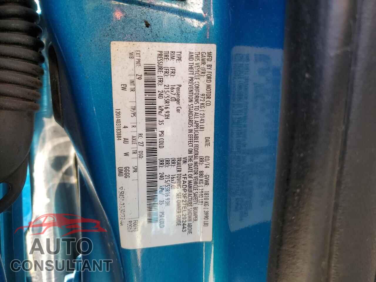 FORD FOCUS 2014 - 1FADP3F27EL292443