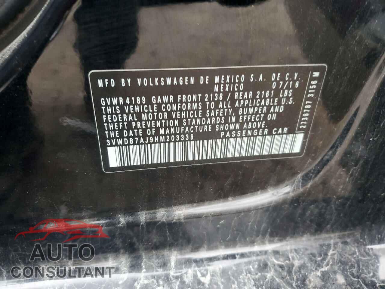 VOLKSWAGEN JETTA 2017 - 3VWDB7AJ9HM203339