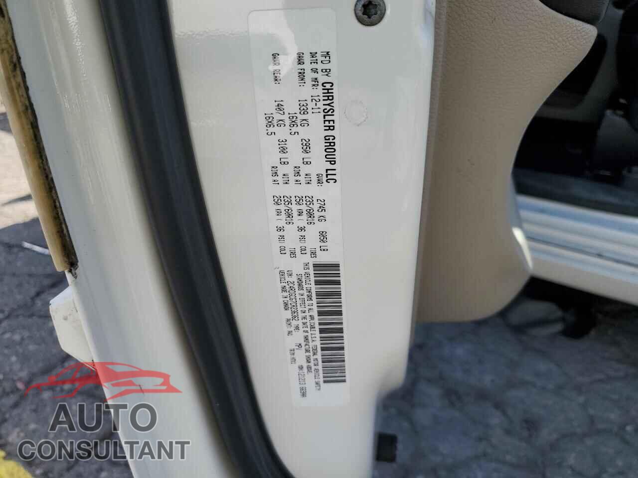 DODGE CARAVAN 2012 - 2C4RDGCG7CR236362