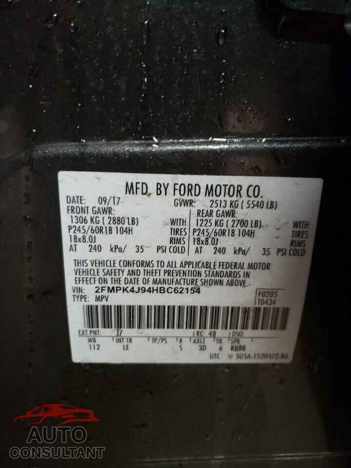 FORD EDGE 2017 - 2FMPK4J94HBC62154
