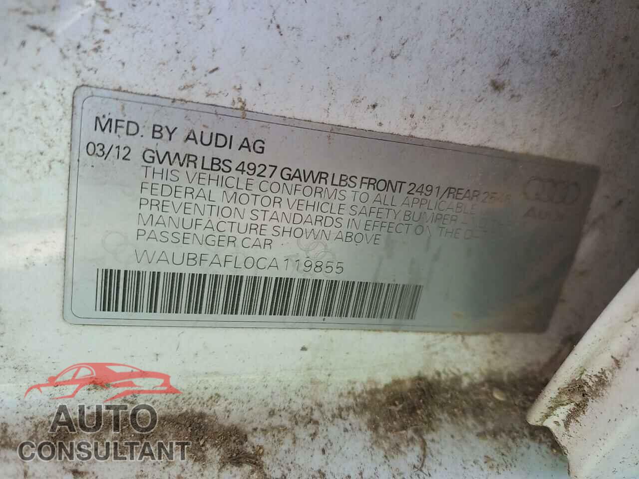 AUDI A4 2012 - WAUBFAFL0CA119855