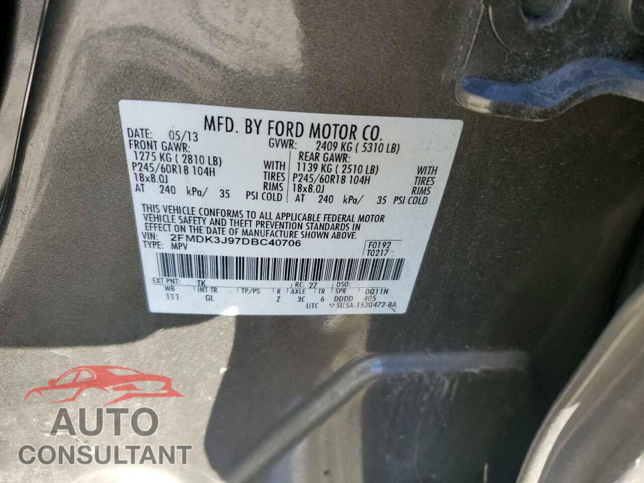 FORD EDGE 2013 - 2FMDK3J97DBC40706
