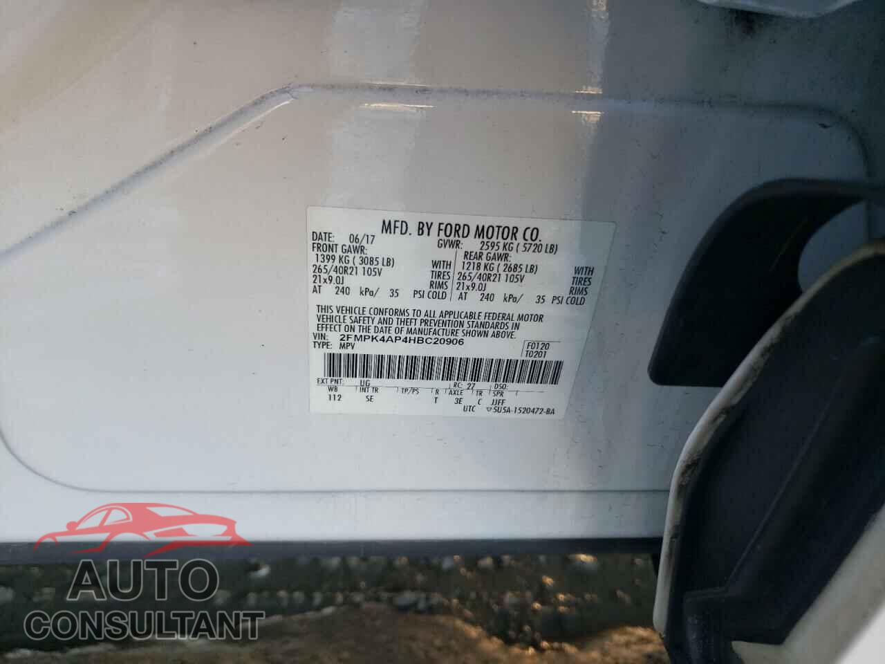 FORD EDGE 2017 - 2FMPK4AP4HBC20906