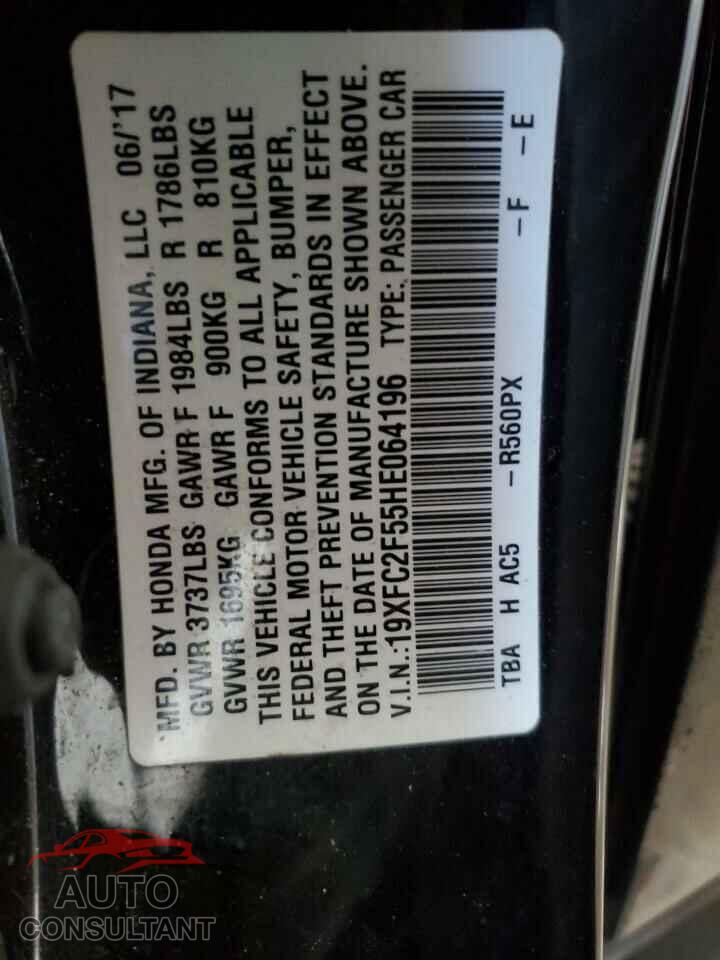 HONDA CIVIC 2017 - 19XFC2F55HE064196