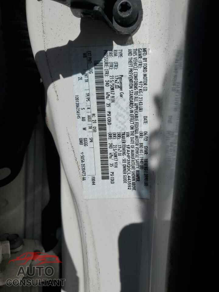 FORD FOCUS 2012 - 1FAHP3M20CL443592