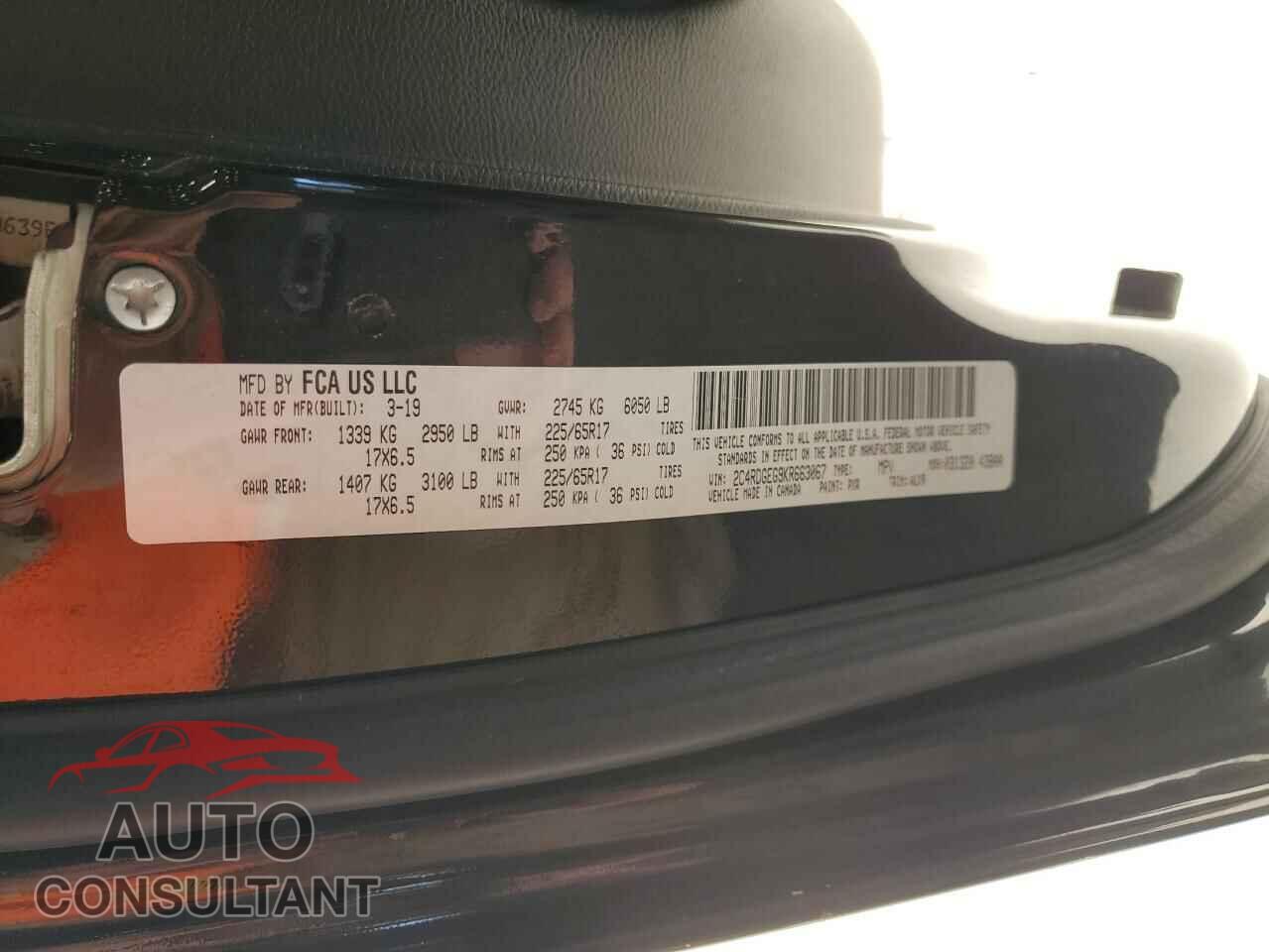 DODGE CARAVAN 2019 - 2C4RDGEG9KR663067