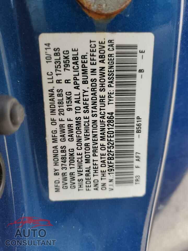 HONDA CIVIC 2015 - 19XFB2F52FE012864