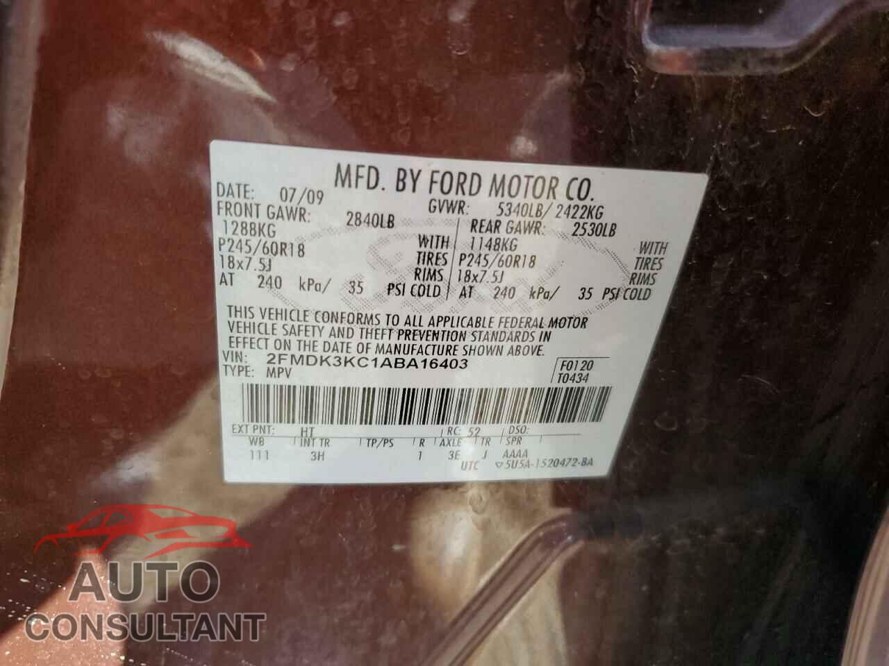 FORD EDGE 2010 - 2FMDK3KC1ABA16403