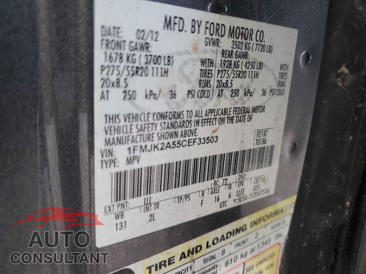 FORD EXPEDITION 2012 - 1FMJK2A55CEF33503