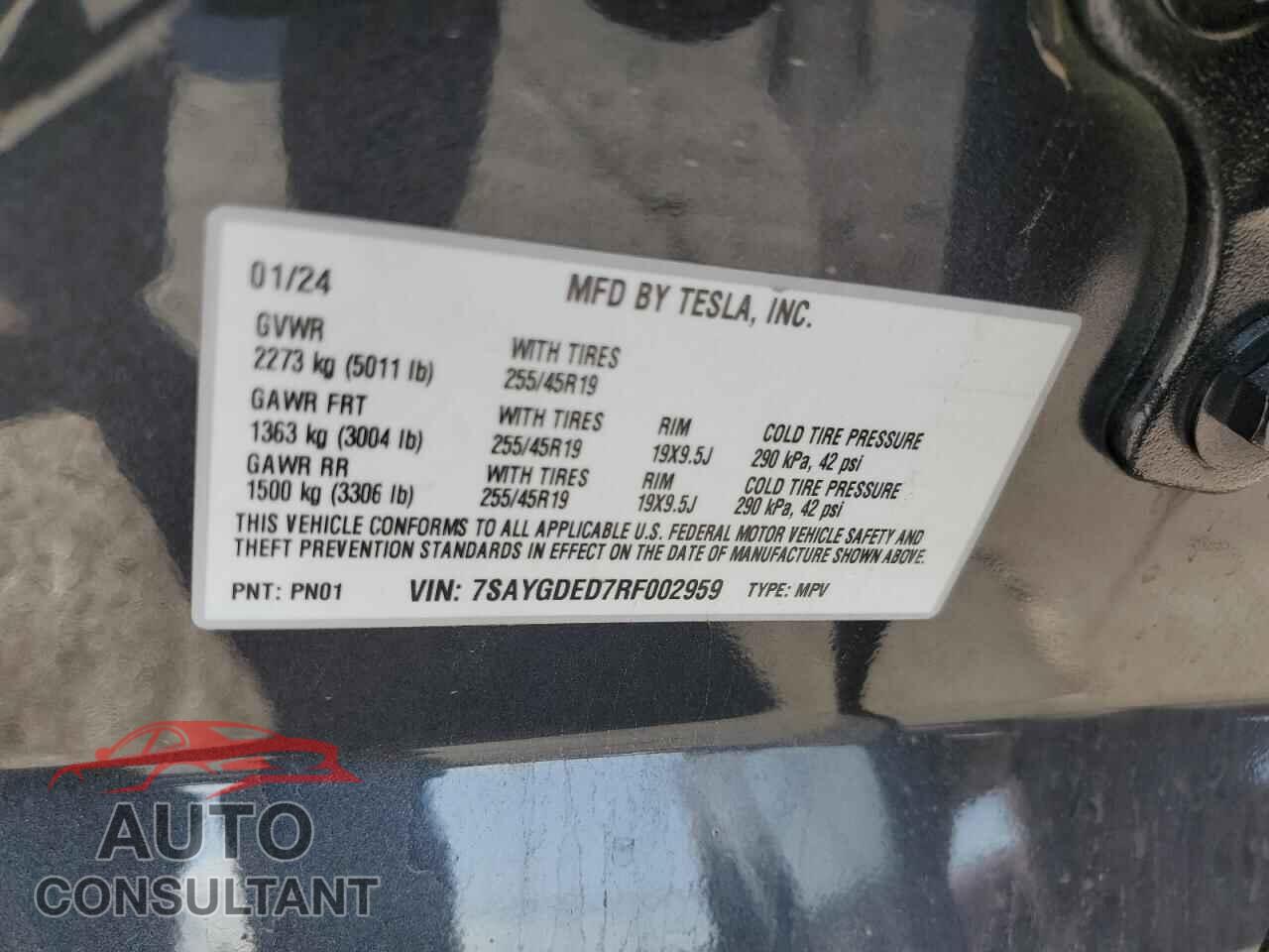 TESLA MODEL Y 2024 - 7SAYGDED7RF002959