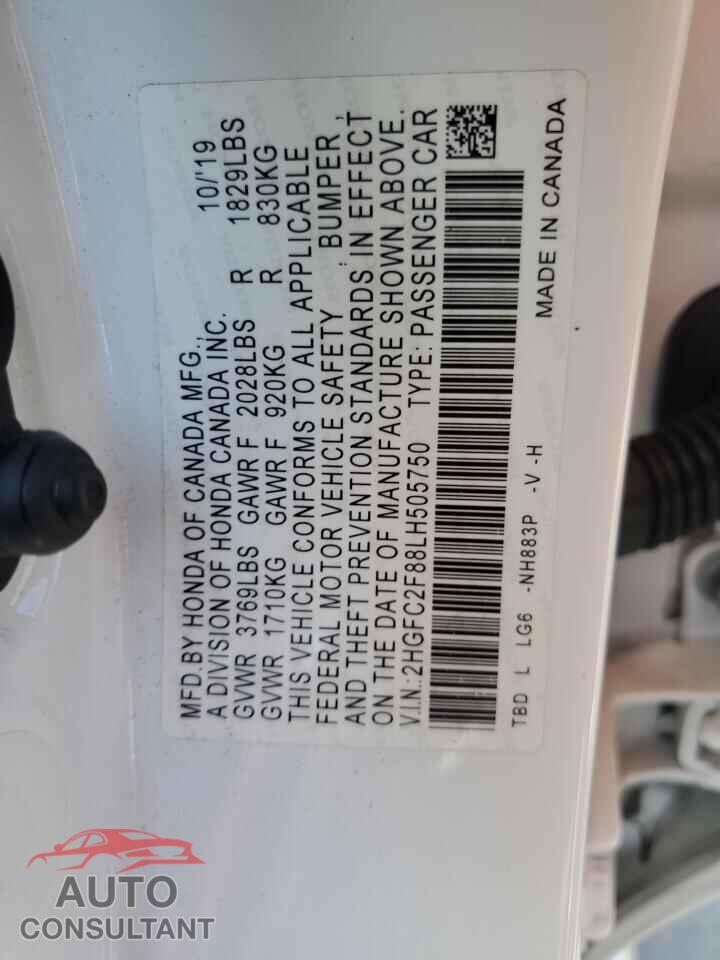 HONDA CIVIC 2020 - 2HGFC2F88LH505750