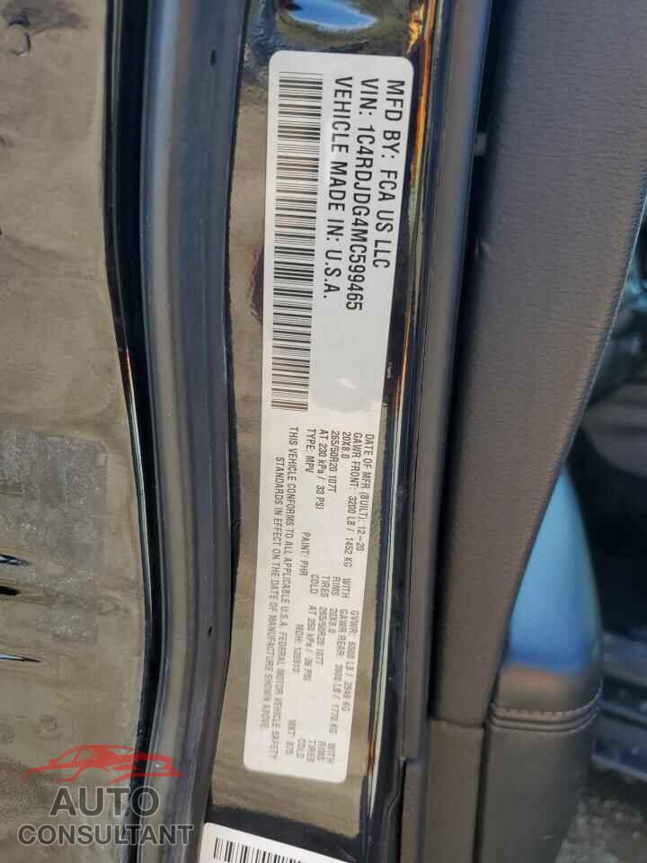 DODGE DURANGO 2021 - 1C4RDJDG4MC599465