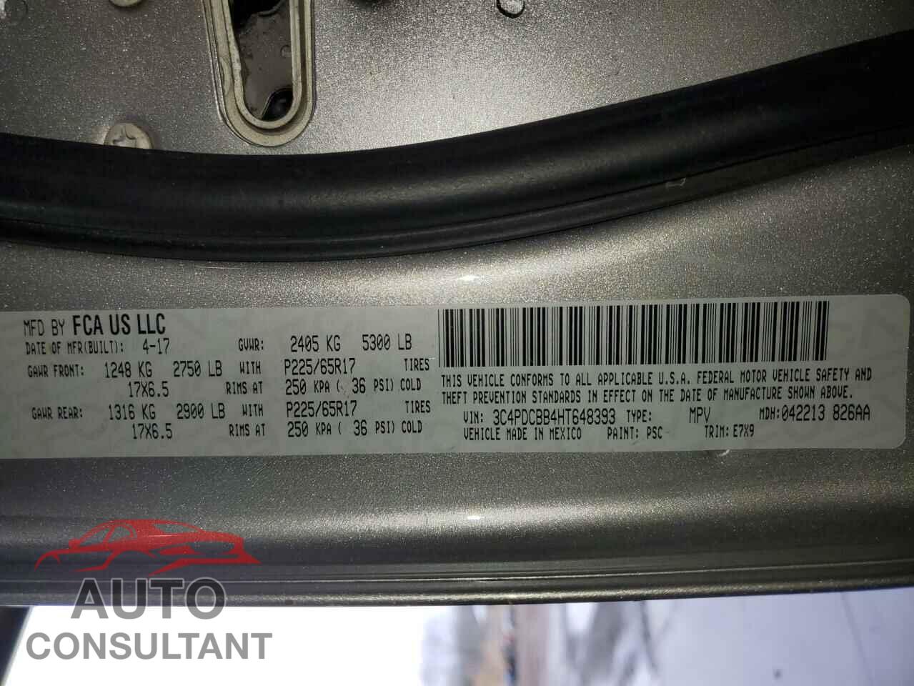 DODGE JOURNEY 2017 - 3C4PDCBB4HT648393