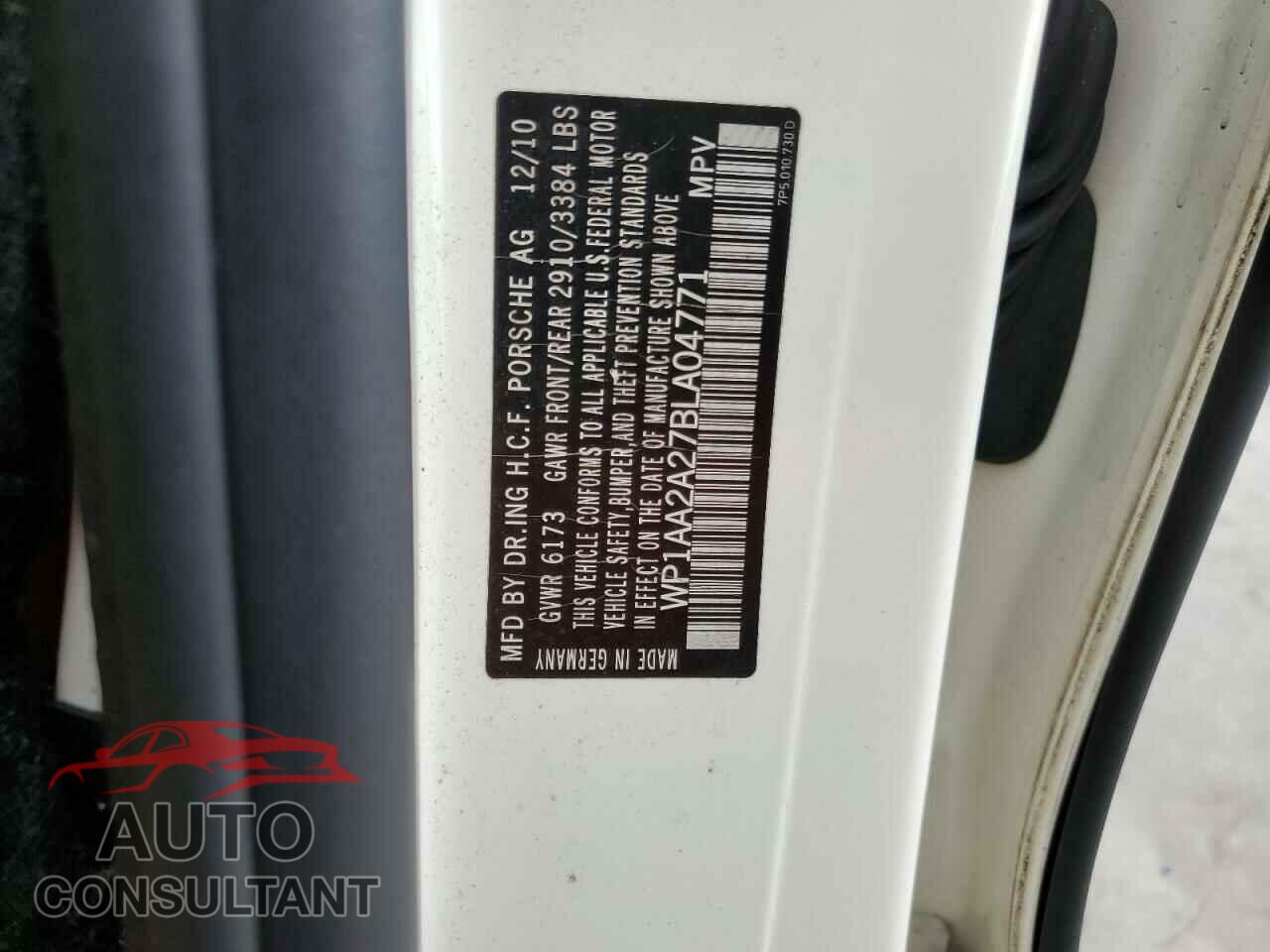 PORSCHE CAYENNE 2011 - WP1AA2A27BLA04771