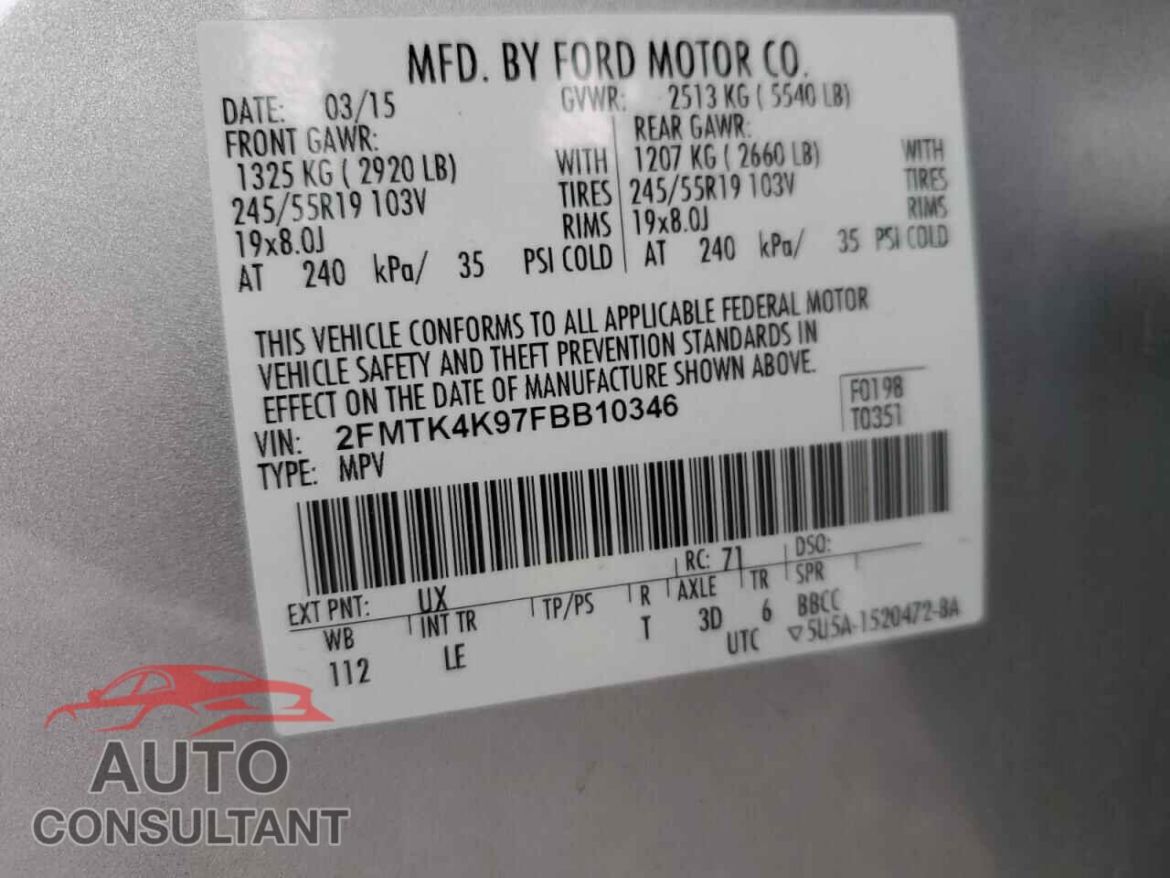 FORD EDGE 2015 - 2FMTK4K97FBB10346