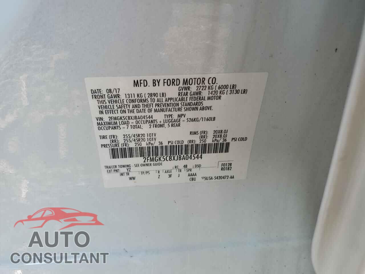 FORD FLEX 2018 - 2FMGK5C8XJBA04544
