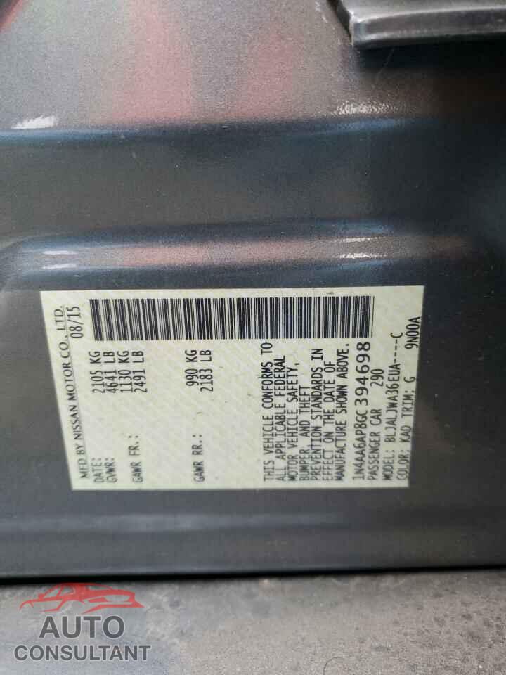 NISSAN MAXIMA 2016 - 1N4AA6AP8GC394698