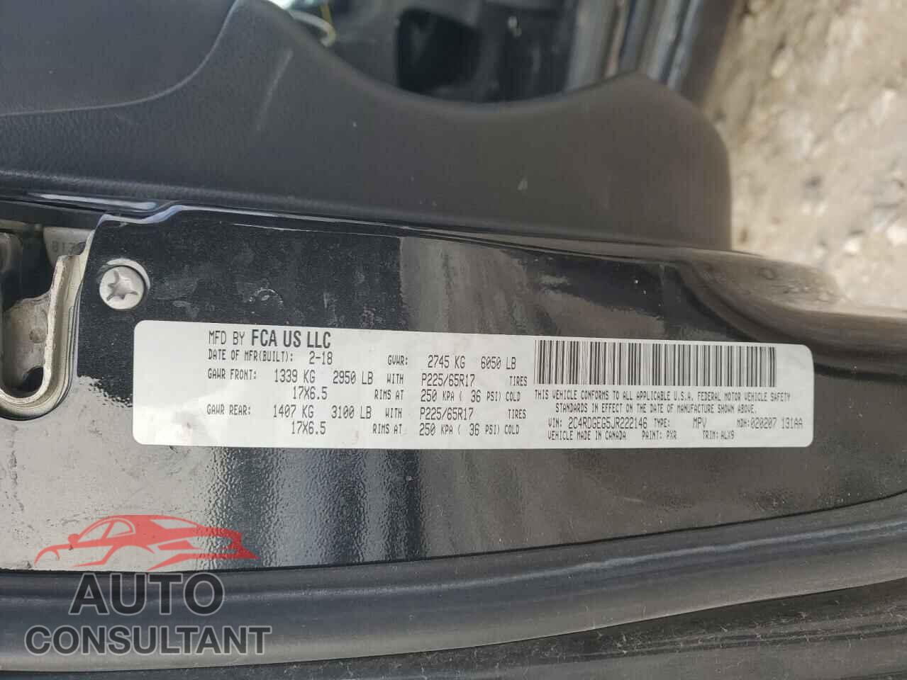 DODGE CARAVAN 2018 - 2C4RDGEG5JR222146