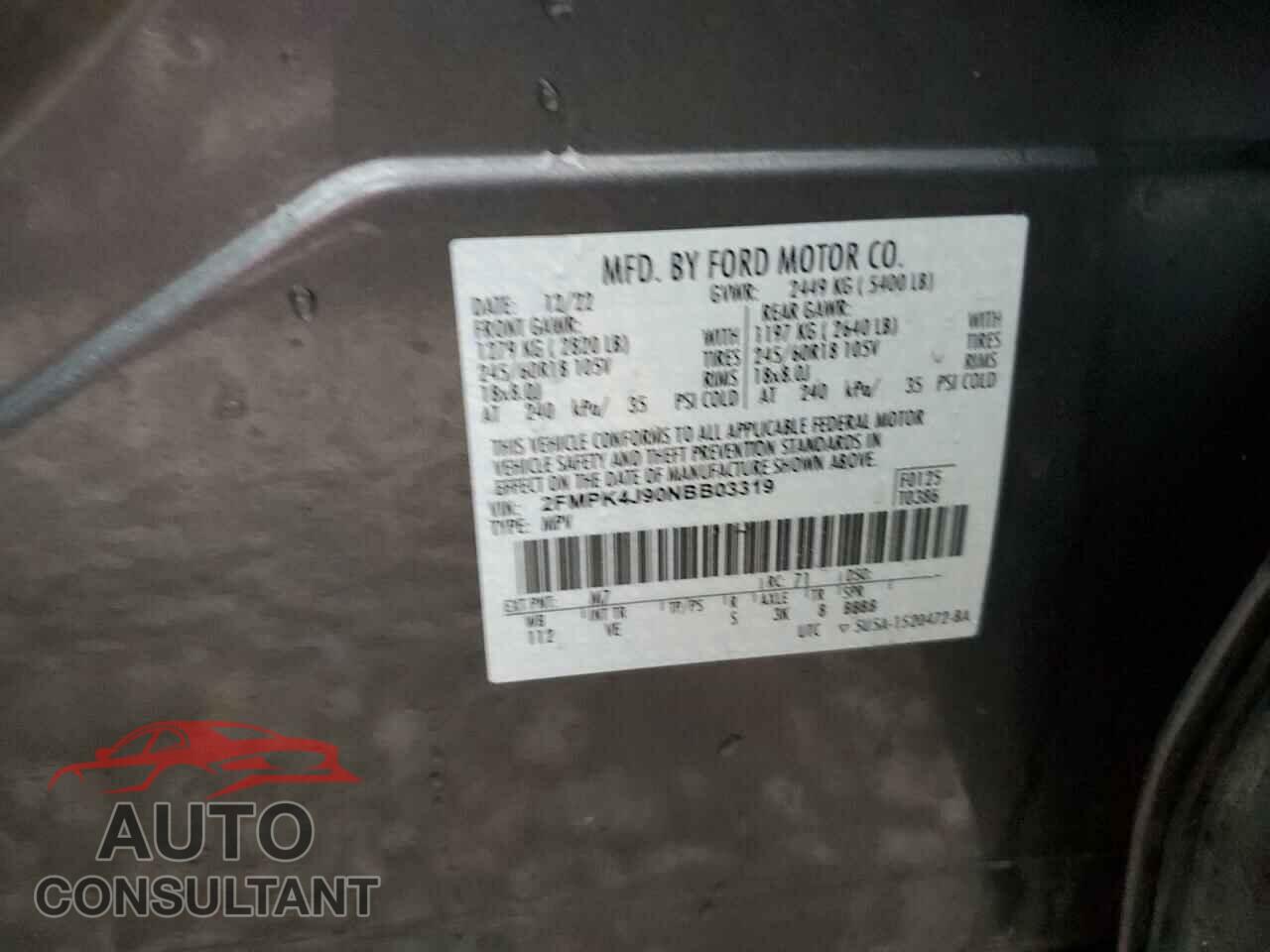 FORD EDGE 2022 - 2FMPK4J90NBB03319