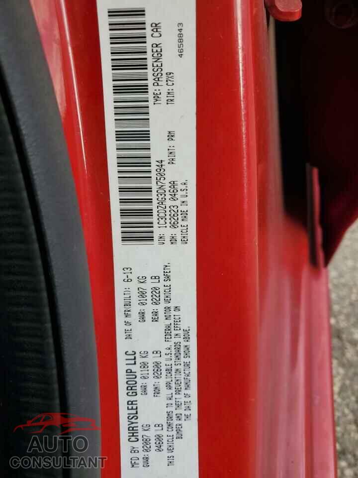 DODGE AVENGER 2013 - 1C3CDZAG3DN750944