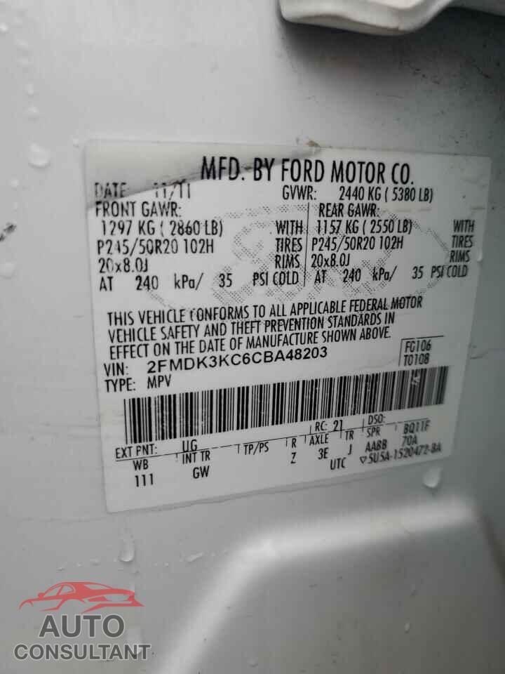 FORD EDGE 2012 - 2FMDK3KC6CBA48203