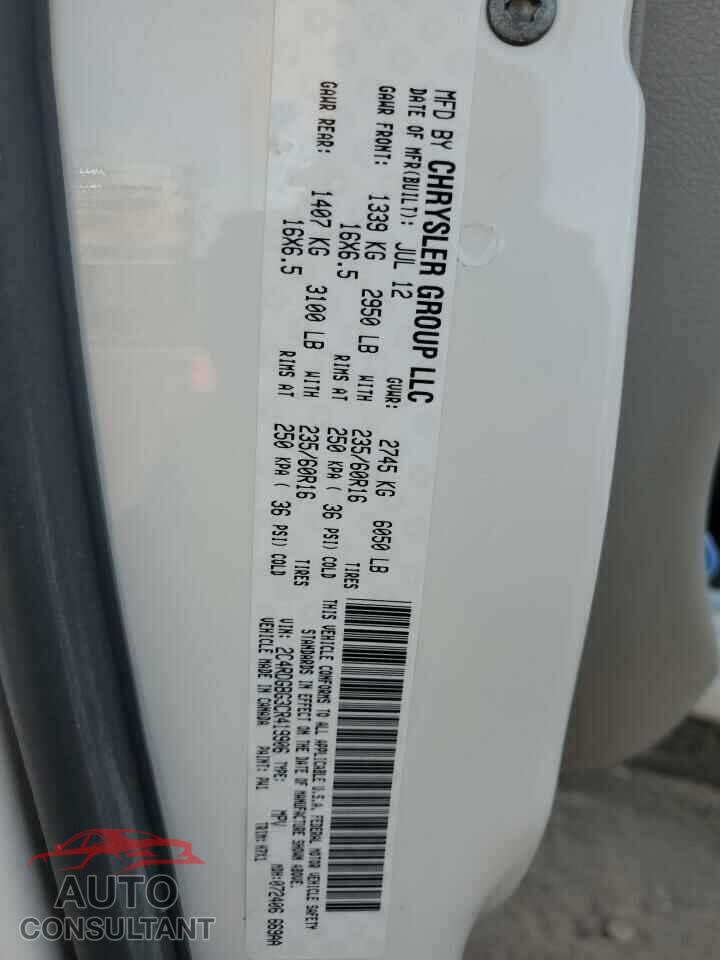 DODGE CARAVAN 2012 - 2C4RDGBG3CR419906