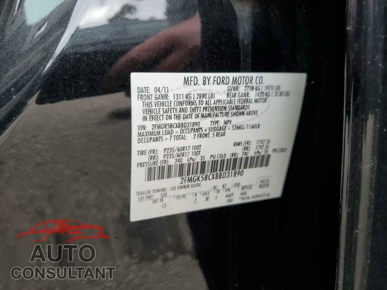 FORD FLEX 2011 - 2FMGK5BCXBBD31890
