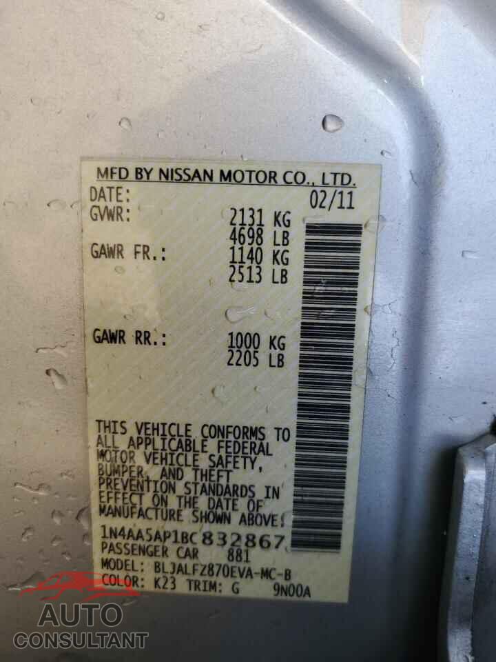 NISSAN MAXIMA 2011 - 1N4AA5AP1BC832867