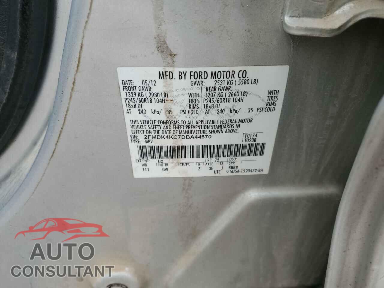 FORD EDGE 2013 - 2FMDK4KC7DBA44670