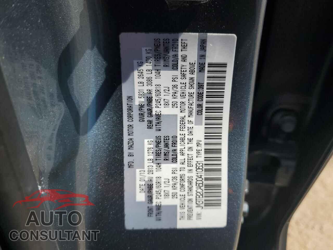 MAZDA CX-9 2013 - JM3TB2CA6D0410631