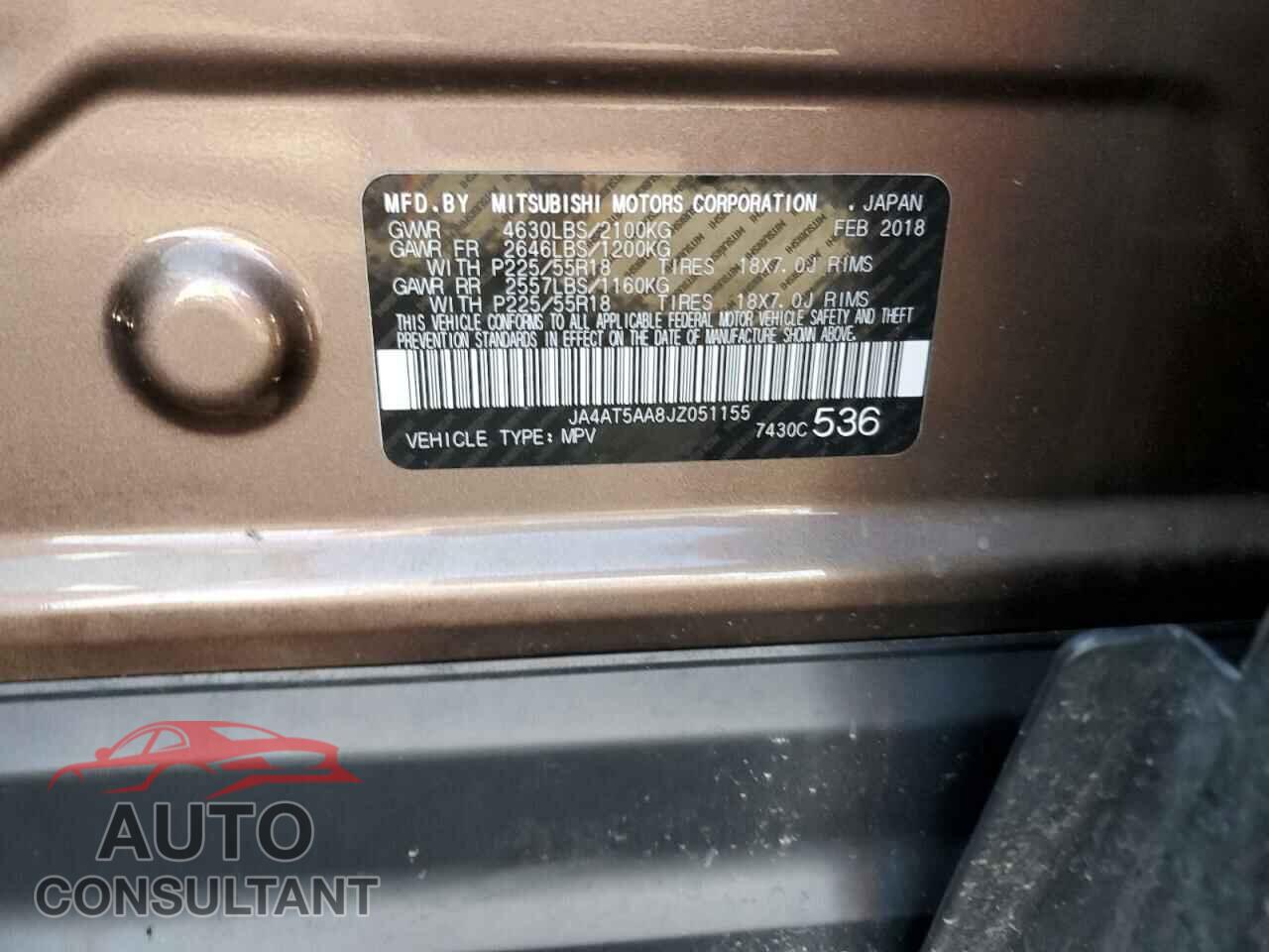 MITSUBISHI ECLIPSE 2018 - JA4AT5AA8JZ051155
