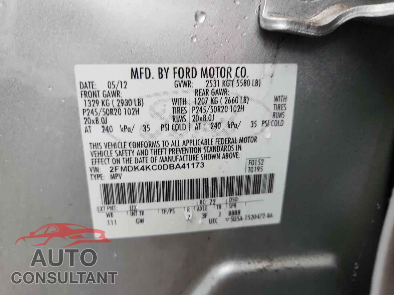 FORD EDGE 2013 - 2FMDK4KC0DBA41173