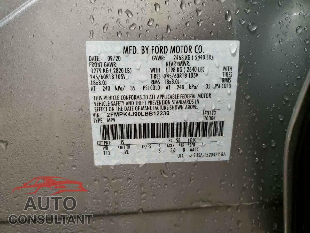 FORD EDGE 2020 - 2FMPK4J90LBB12230