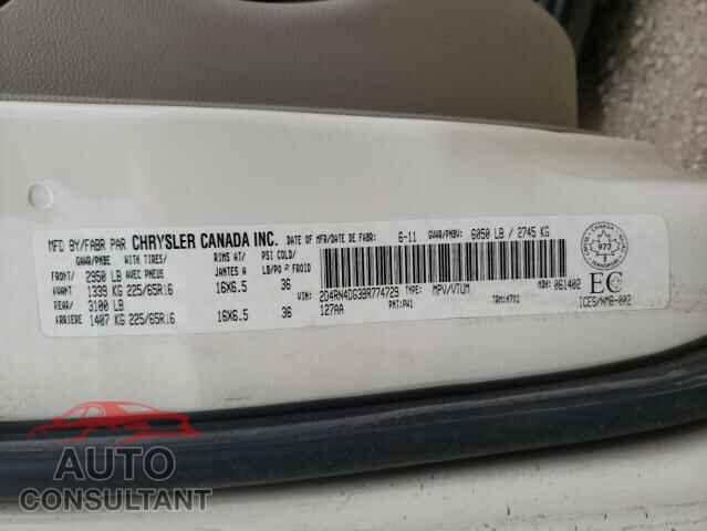 DODGE CARAVAN 2011 - 2D4RN4DG3BR774729