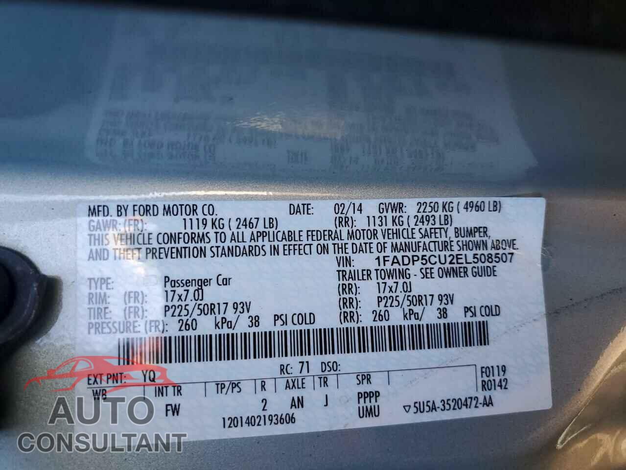 FORD CMAX 2014 - 1FADP5CU2EL508507