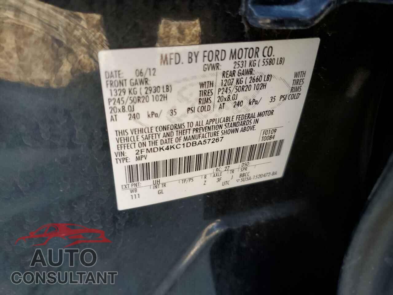 FORD EDGE 2013 - 2FMDK4KC1DBA57267