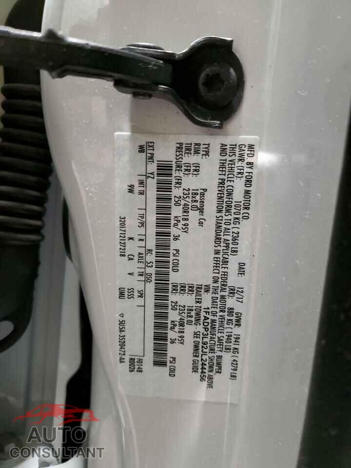FORD FOCUS 2018 - 1FADP3L92JL244456