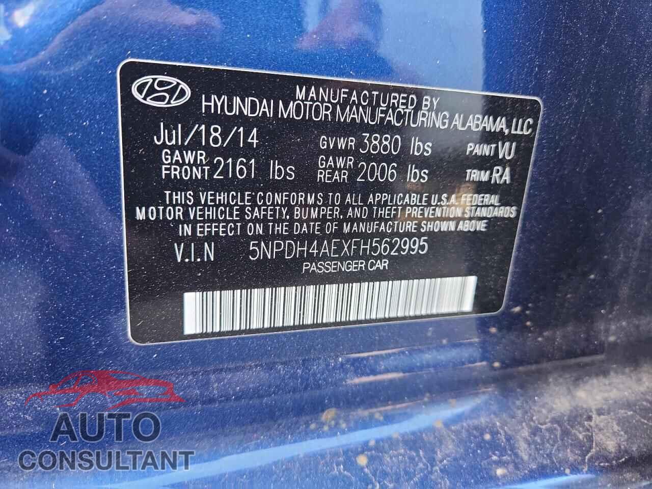 HYUNDAI ELANTRA 2015 - 5NPDH4AEXFH562995
