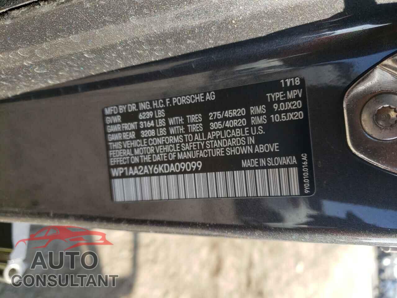 PORSCHE CAYENNE 2019 - WP1AA2AY6KDA09099