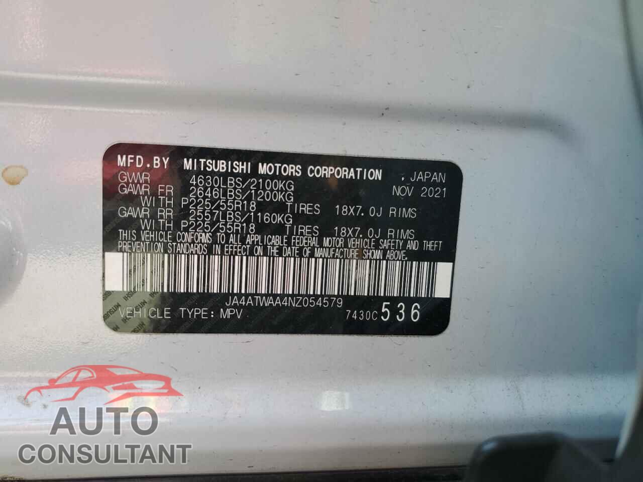 MITSUBISHI ECLIPSE 2022 - JA4ATWAA4NZ054579